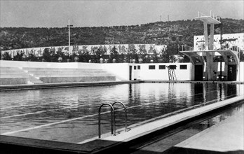 napoli, mostra d'oltremare la piscina olimpionica, 1952