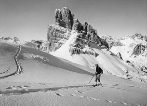 italy, dolomites, ski, 1940-1950