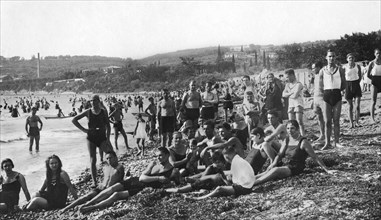 italy, lido san nicola, beach, 1930-40