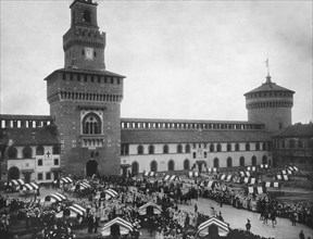 italy, lombardia, milan, castello sforzesco, early 1900