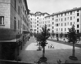 italy, lombardia, milan, council houses, 1940-1950