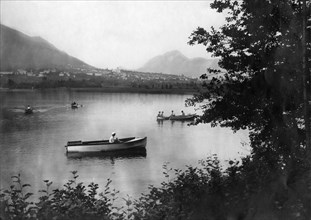 italy, trentino alto adige, valsugana, lake of levico, 1930-1940