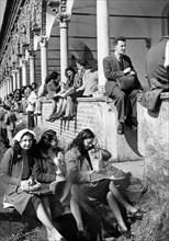 italy, pavia, students at the charterhouse, 1947