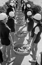 italy, summer camp, snack time, 1940-50