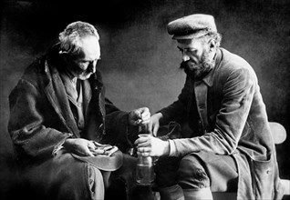 italy, mignattaro, healer with bloodsuckers, 1910
