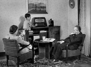 radio, famille, 1950