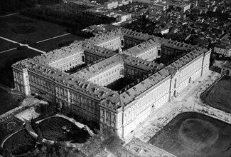 caserta, palais royal de caserta, site du patrimoine de l'unesco, vue aérienne, 1910-1920