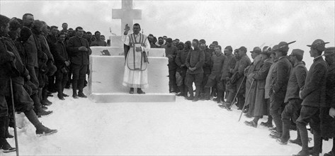 guerre, aumôniers militaires, neige et autel alpin, 1915 1918