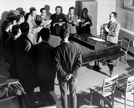 leçon de chant choral au conservatoire de milan, 1959