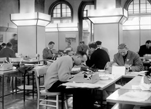salle de presse des journalistes sportifs, 1956