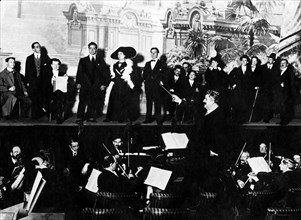 ruggero leoncavallo à la répétition de "zingari" à l'hippodrome de londres, 1912