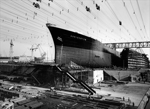 chantiers navals ansaldo, l'agrigentum le jour du lancement, 1957