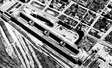 vue aérienne de fiat lingotto, 1957