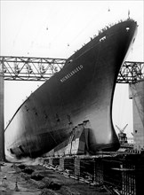 lancement du michelangelo, chantiers navals sestri ponente ansaldo, 1963