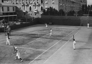 italie, lido de venise, match de tennis, 1930