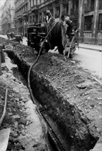 italie, milan, construction de routes, 1920 1930
