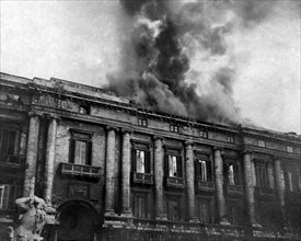italie, sicile, tremblement de terre de messine, destruction du bâtiment du théâtre maritime, 1908