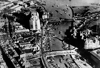 chine, shangai, vue aérienne, 1930 1940