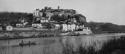italie, toscane, île de capraia, vue de la ville, 1920 1930