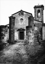 italie, toscane, barberino val d'elsa, façade de l'église paroissiale de sant'appiano, 1920 1930