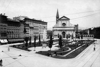 toscana, florence, vue de la piazza santa maria novella, 1900 1910