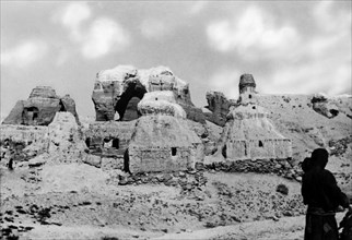 asie, tibet occidental, vestiges pierreux de la ville opulente de luk, 1940
