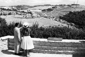 medio oriente, israele, gerusalemme vista dal quartiere di abu tor,1967