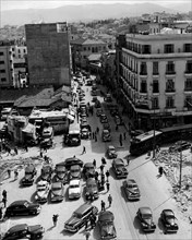 asia, libano, beirut, una via principale della città, 1957