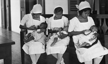 siam, thaïlande, infirmières à l'hôpital chulalongkorn, 1920 1930