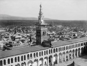 siria, damasco, veduta generale con la grande moschea,  1900 1910
