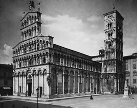 italie, toscane, lucca, vue de l'église de san michele in foro, 1910 1920
