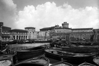 eurpoa, italie, toscane, livourne, vue de la vieille forteresse, années 1920