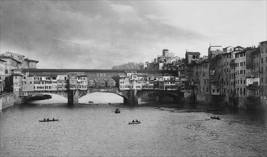 europe, italie, toscane, florence, vue de ponte vecchio, 1910 1920