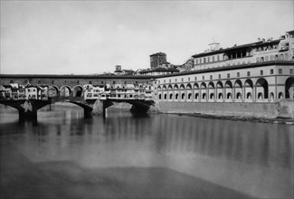 europa, italia, toscana, firenze, veduta di ponte vecchio, 1910 1920