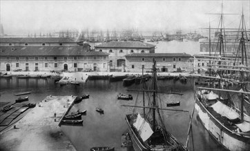 europa, italia, toscana, livorno, veduta del vecchio e del nuovo porto, 1900 1910