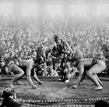 japon, tokyo, concours de lutteurs de sumo, 1930 1940