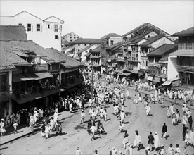 asie, inde, bombay, vue d'une rue, 1900 1910