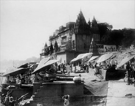asia, india, veduta del palazzo del rajab dalle sponde del gange, 1900 1910
