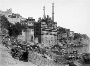 asie, inde, benares, vue de la mosquée aurangzeb, 1900 1910