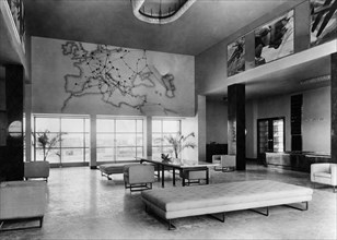 italie, venise, salle d'attente de l'aéroport marco polo, 1935