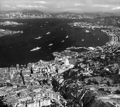asie, chine, hong kong, vue de victoria et de son port, 1953