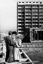 europe, pologne, gdansk, chantier résidentiel, 1961