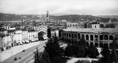 italia, veneto, verona, panorama dalla torre della gran guardia, 1910 1920