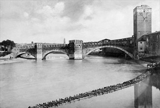 italia, veneto, verona, ponte castelvecchio, o ponte scaligero, 800 900