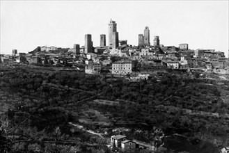 europe, italie, toscane, san gimignano, vue de la ville, 1900 1910