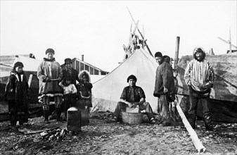 america, alaska, un accampamento estivo, 1910 1920