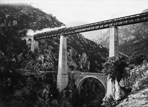 europa, francia, corsica, venaco, veduta de pont du vecchio, 1910 1920