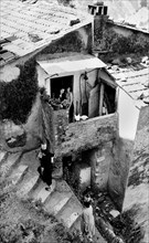italia, toscana, massa carrara, scorcio di colonnata, 1966
