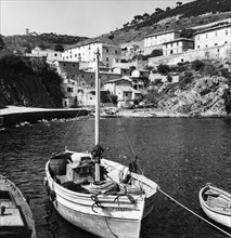 italie, toscane, livourne, vue du port de gorgona, 1963