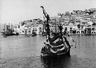 europe, grèce, castelrosso, vue du port, 1920 1930